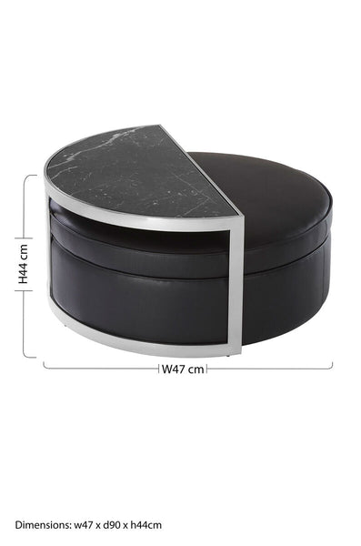 Black Stool and Coffee Table Set with Nesting Design | Piermount