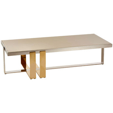 Rectangular Frosted Glass Coffee Table in Gold and Silver Finish Frame | Demas