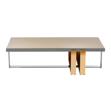 Rectangular Frosted Glass Coffee Table in Gold and Silver Finish Frame | Demas