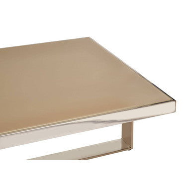 Rectangular Frosted Glass Coffee Table in Gold and Silver Finish Frame | Demas