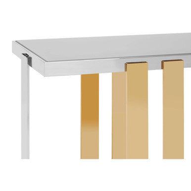 Frosted Glass Console Table with Gold and Silver Finish Frame | Demas
