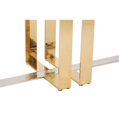 Frosted Glass Console Table with Gold and Silver Finish Frame | Demas