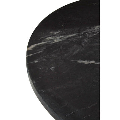 Black Marble Top Side Table with Antique Brass Iron Pole | Rany