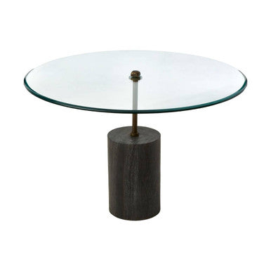 Black Marble Base Side Table with Clear Glass Top | Rany