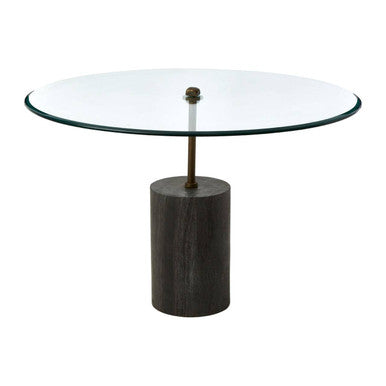 Black Marble Base Side Table with Clear Glass Top | Rany