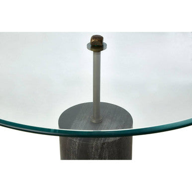 Black Marble Base Side Table with Clear Glass Top | Rany