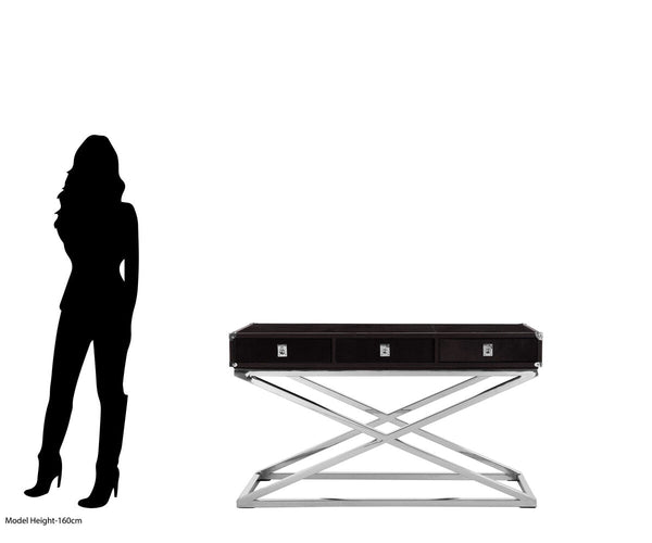 Kensington Townhouse Hair on Leather 3 Drawer Console Table