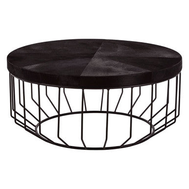 Kensington Townhouse Black Hair on Leather Round Coffee Table
