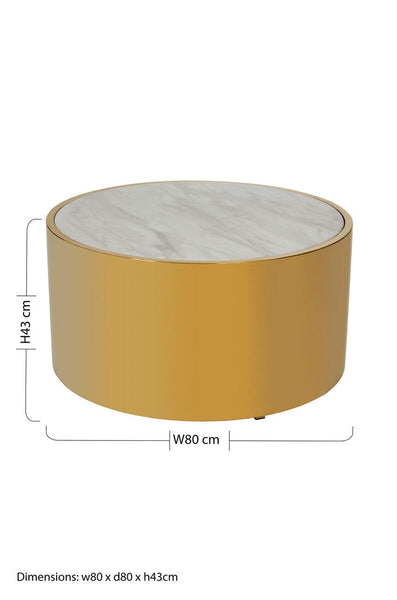 Carlox Round Gold and Marble Effect Coffee Table