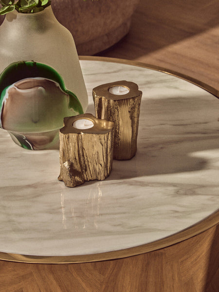 Carlox Round Gold and Marble Effect Coffee Table