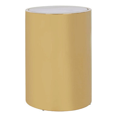 Carlox White Marble Effect and Gold Finish Round Side Table