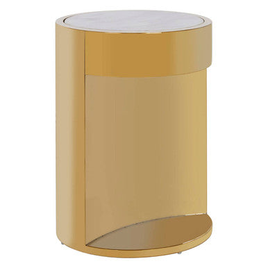 Carlox White Marble Effect and Gold Finish Round Side Table