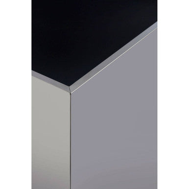 Carlox Black Glass and Chrome Finish Square Side Table