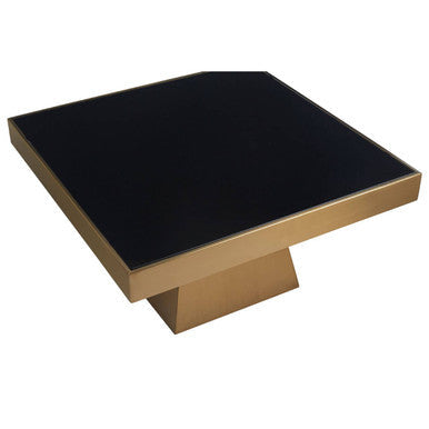 Carlox Black Glass and Gold Finish Square Coffee Table