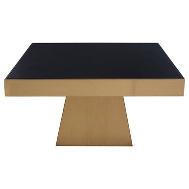 Carlox Black Glass and Gold Finish Square Coffee Table