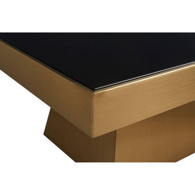 Carlox Black Glass and Gold Finish Square Coffee Table