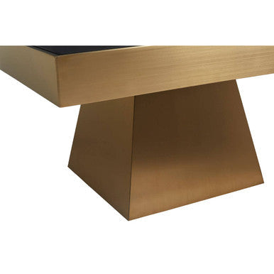 Carlox Black Glass and Gold Finish Square Coffee Table