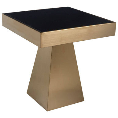 Carlox Black Glass and Gold Finish Square Side Table