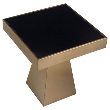 Carlox Black Glass and Gold Finish Square Side Table