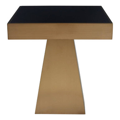 Carlox Black Glass and Gold Finish Square Side Table