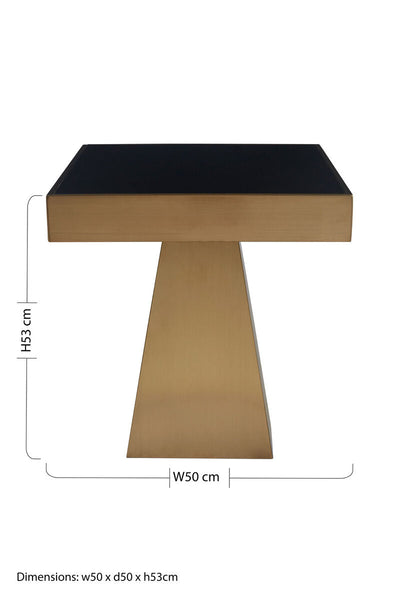 Carlox Black Glass and Gold Finish Square Side Table