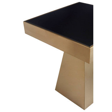 Carlox Black Glass and Gold Finish Square Side Table