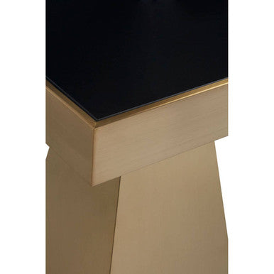 Carlox Black Glass and Gold Finish Square Side Table