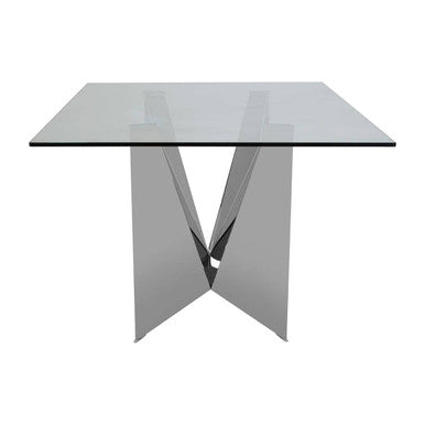 Carlox Clear Glass Rectangular Dining Table with Chrome Finish Base