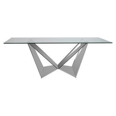 Carlox Clear Glass Rectangular Dining Table with Chrome Finish Base