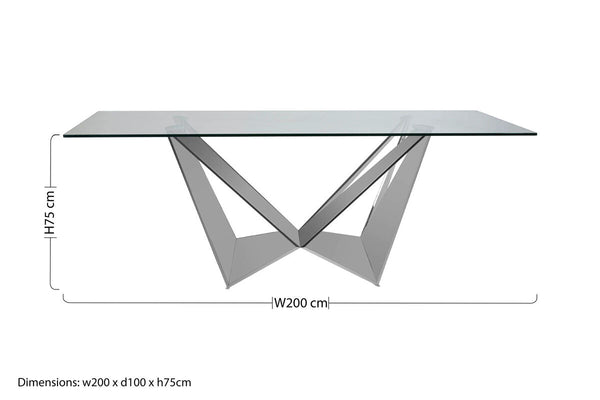 Carlox Clear Glass Rectangular Dining Table with Chrome Finish Base