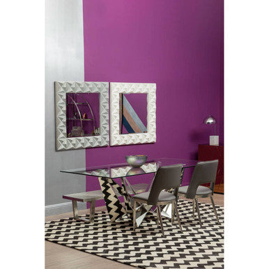 Carlox Clear Glass Rectangular Dining Table with Chrome Finish Base