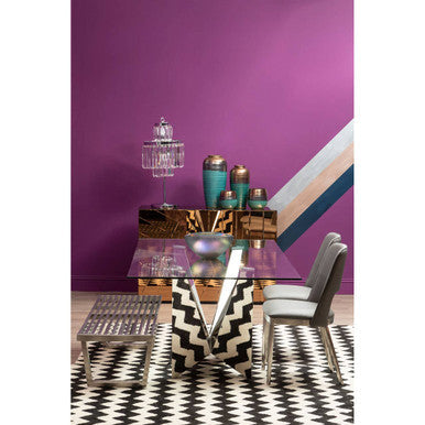 Carlox Clear Glass Rectangular Dining Table with Chrome Finish Base