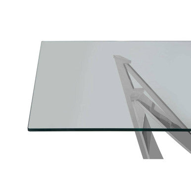 Carlox Clear Glass Rectangular Dining Table with Chrome Finish Base