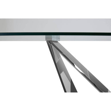 Carlox Clear Glass Rectangular Dining Table with Chrome Finish Base