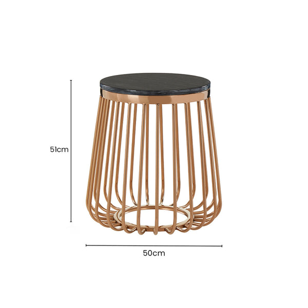 Tula Black Marble Effect Round Side Table