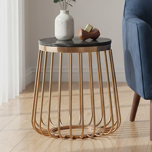 Tula Black Marble Effect Round Side Table