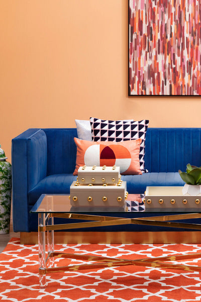 Opal 3 Seat Deep Blue Sofa