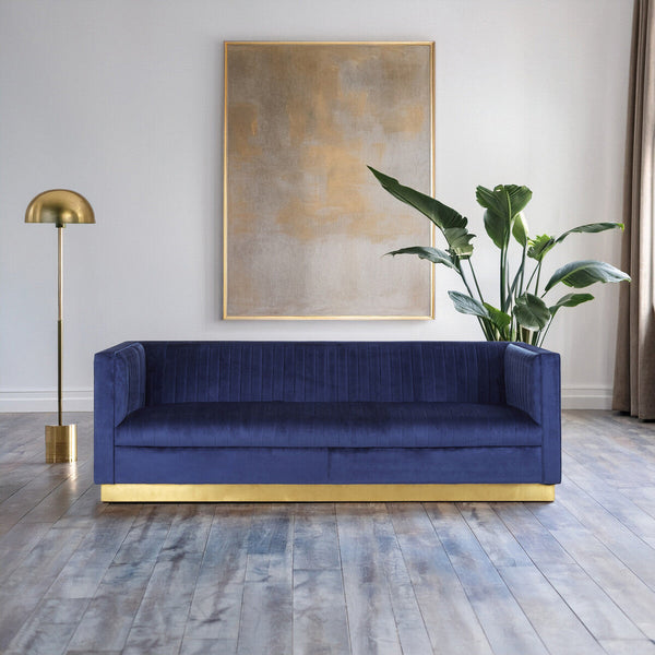 Opal 3 Seat Deep Blue Sofa