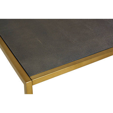 Textured Shahgreen Top and Gold Finish Square Coffee Table | Kempton