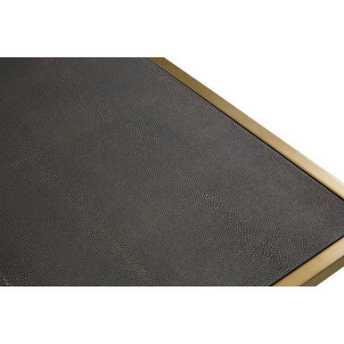 Textured Shahgreen Top and Gold Finish Square Coffee Table | Kempton