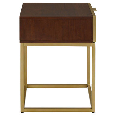 Textured Shahgreen End Table in Gold Finish Frame | Kempton