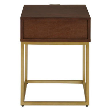 Textured Shahgreen End Table in Gold Finish Frame | Kempton