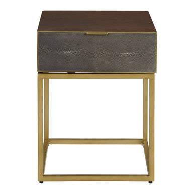 Textured Shahgreen End Table in Gold Finish Frame | Kempton