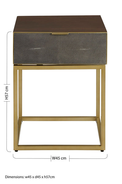 Textured Shahgreen End Table in Gold Finish Frame | Kempton