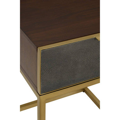 Textured Shahgreen End Table in Gold Finish Frame | Kempton