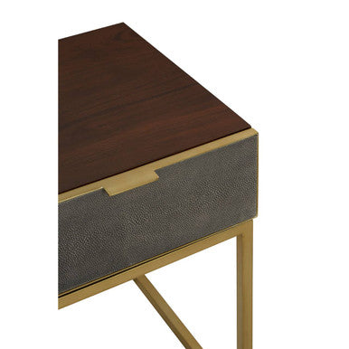 Textured Shahgreen End Table in Gold Finish Frame | Kempton