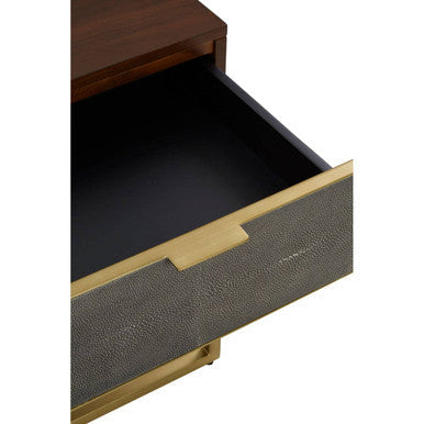 Textured Shahgreen End Table in Gold Finish Frame | Kempton
