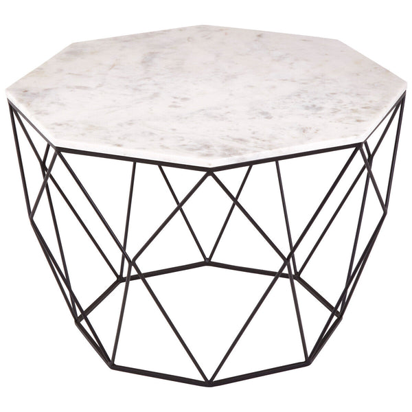 Shalimar White Marble and Black Finish Octagonal Coffee Table