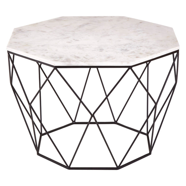 Shalimar White Marble and Black Finish Octagonal Coffee Table