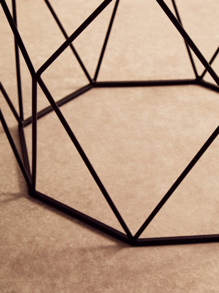 Shalimar White Marble and Black Finish Octagonal Coffee Table